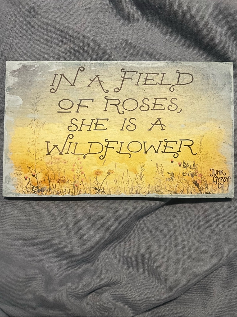 Wooden Wall Plaque Junk Gypsy ‘She Is a Wildflower' Decorative As is see descrip